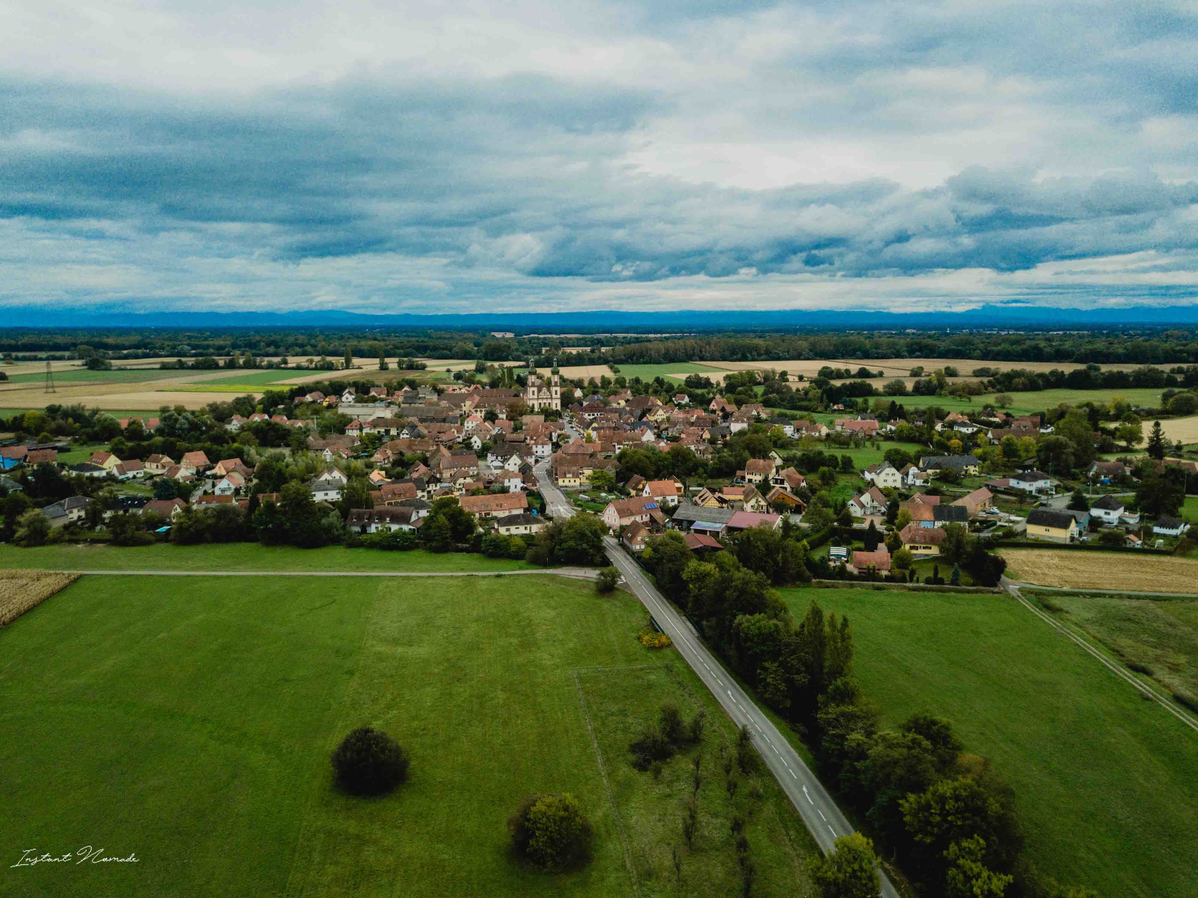 vue plaine alsace photo drône