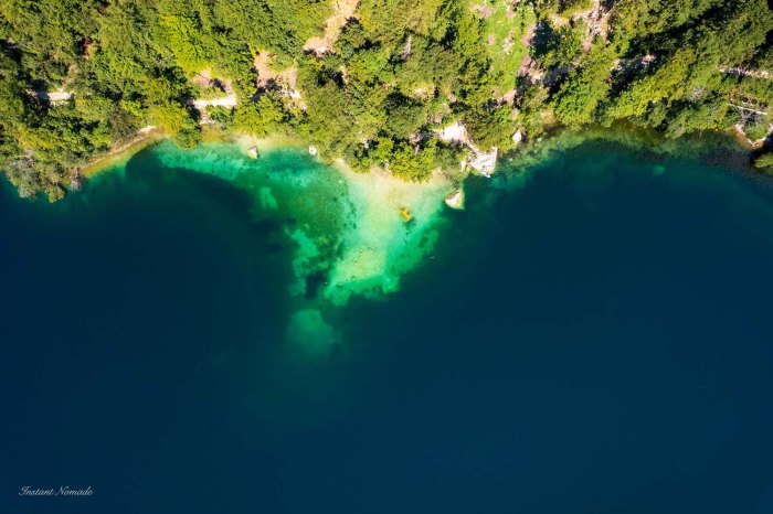 vue drone plage lac bohinj