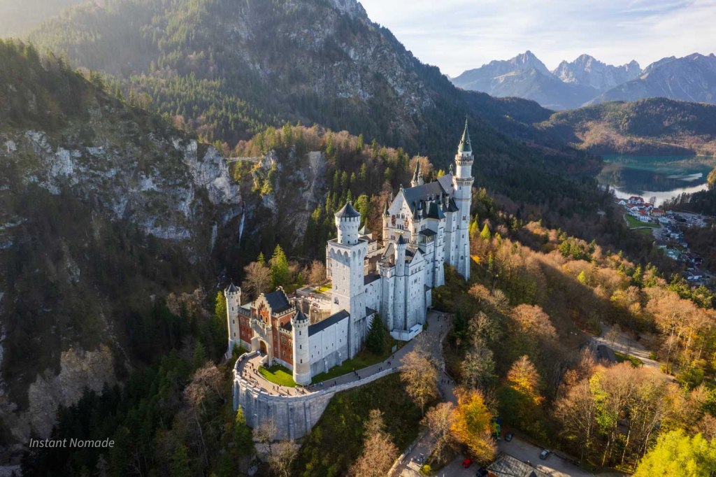 vue drone chateau Neuschwanstein