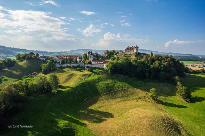 vue drone gruyeres suisse