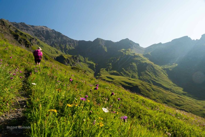 Vallée de la Diozaz en direction du col de Salenton dans le massif des Aiguilles Rouges