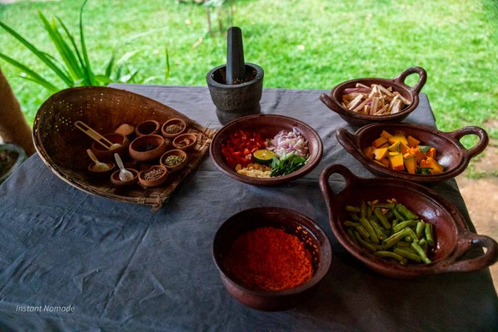 plats cuisinés lors d'un cours de cuisine à Sigiriya