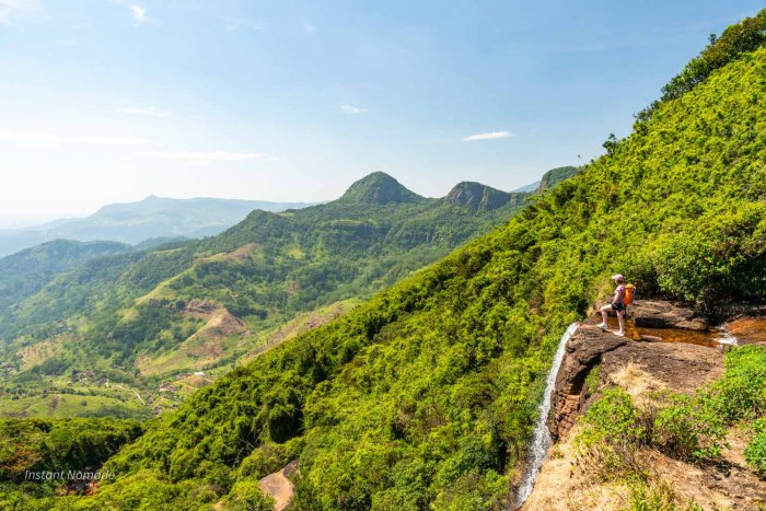 trekkeuse surplomb cascade sri lanka knuckles