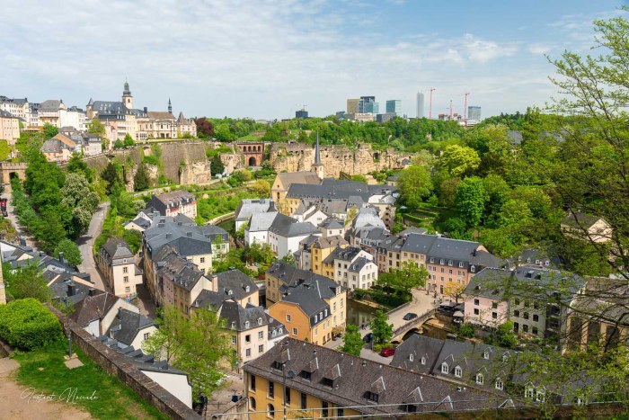 vue sur la vallée d'alzette et quartier du grund