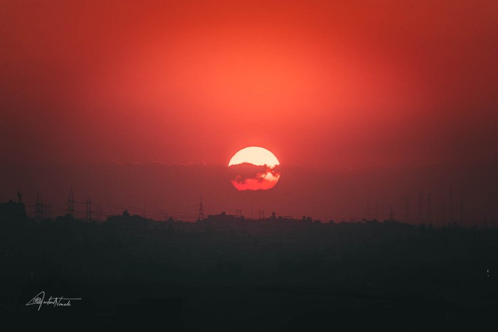 coucher de soleil sur la ville du caire