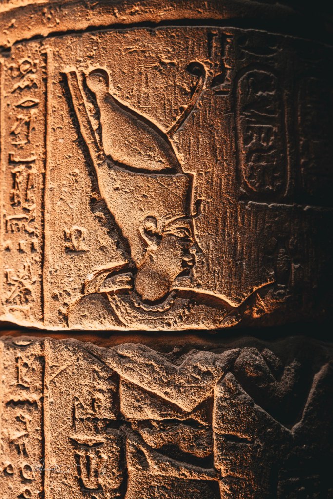 détail hiéroglyphe colonne dans le musée du caire