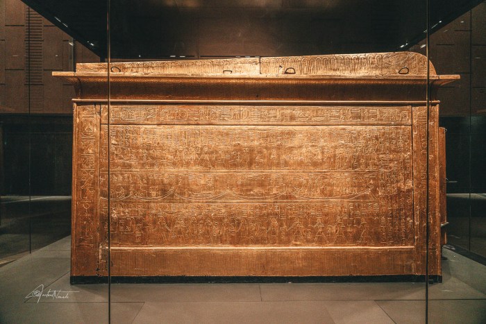 l'un des coffres contenant les sarcophages faisant partie du trésor de toutankhamon